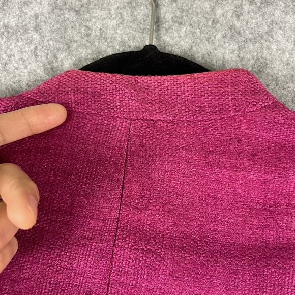 Vintage Christian Dior Silk Tweed Blazer Jacket Womens 14 Pink Gold Rhinestone - Picture 14 of 15